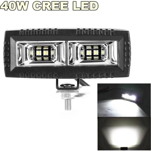 40W 4000 Lumens 6500K IP67 LED Flood Work Light Bar Off Road Backup Driving Lights Fog Lamp for Jeep ATV UTV SUV Truck Boat