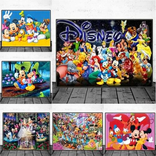 5D DIY Full Diamond Painting Disney Mickey & Minnie Catoon Animation Posters Family Love Life Wall Art Picture Kids Rome Decor