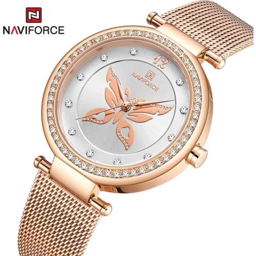 New NAVIFORCE Luxury Brand Women Watches Fashion Ladies Quartz Watch Diamond Simple Rose Gold Wrist Watch Girl GiftDropshipping