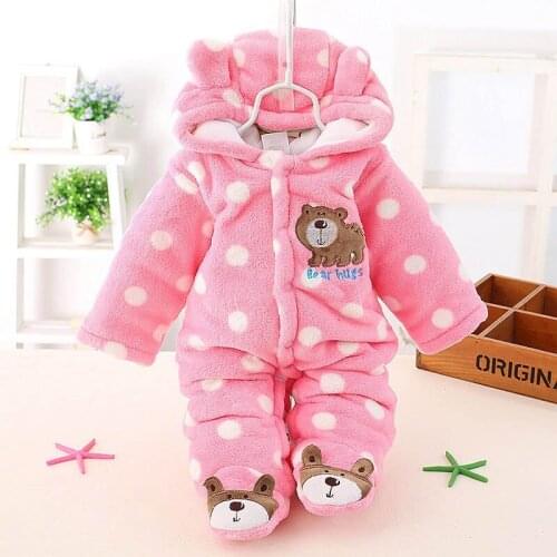 Autumn Winter Baby Rompers Bear style baby coral fleece brand Hoodies Jumpsuit baby girls boys romper newborn toddle clothing