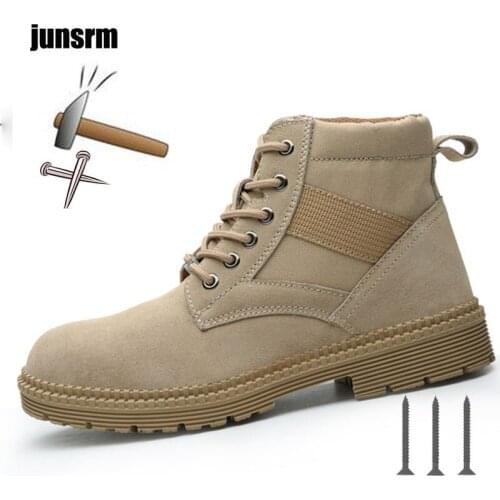 Mens work shoes boots outdoor steel high-toed shoes anti-puncture anti-skid anti-smash safety shoes