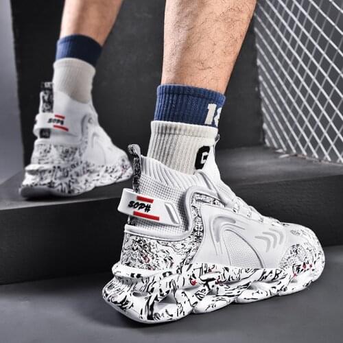Men Graffiti Sneakers Chunky Running Shoes Comfortable 2021 Students Casual Sport Shoe Breathable Male Outdoor Walking Footwear