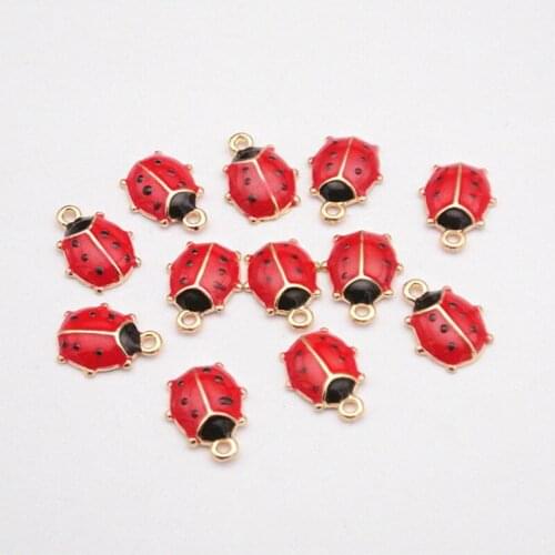 10pcs/pack ladybug enamel Charms fit Necklace bracelet DIY Draft Fashion Jewelry Accessory 9*11mm