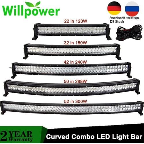 22 32 42 50 52'' Inch Curved Led Bar Combo Led Work light Bar Offroad Driving Fog Lamp Truck Tractor 4x4 4WD ATV UTV 12V 24V