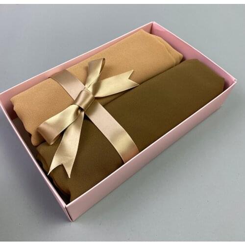 Custom Scarf Hijabs Bubble Chiffon Scarf Women Plain Hijab Wrap Solid Color Shawls Headband Muslim Hijabs With Gift Boxes