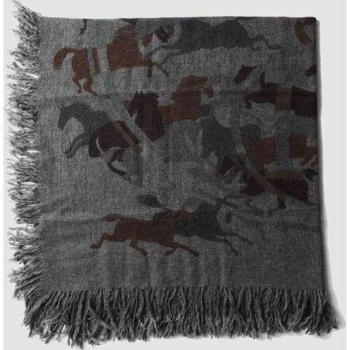 Cashmere printing scarf shawl dual-use ladies large square scarf Inner Mongolia cashmere digital printing horse figure tassel