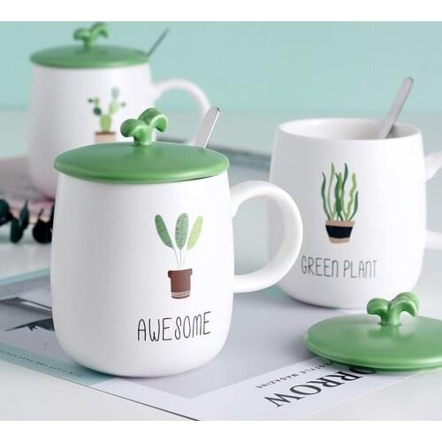 Ceramic Coffee Mug with Lid and Spoon Large-capacity Water Cup Cute Funny Coffee Cups Personality Canecas Friend Mugs Gift