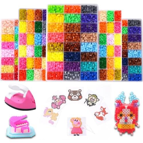 24 Perler Beads Kit 5mm /2.6mm Kit Hama Beads Creative 3D Puzzle Full Set with all accessories Ironing Handmade Beads Toy Gift