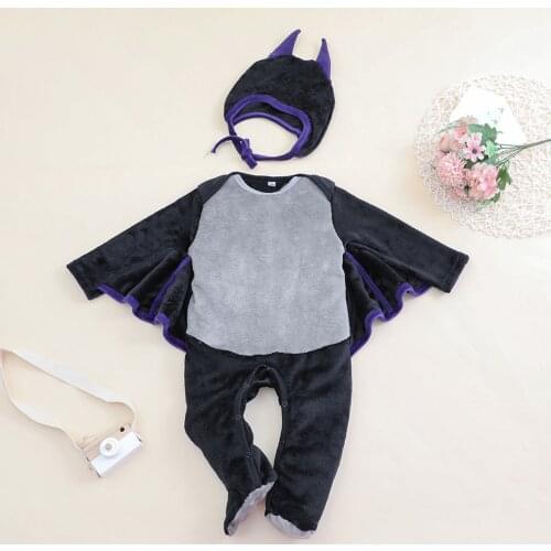 Toddler Newborn Baby Boys Girls Halloween Cosplay Costume Bat Romper Hat Outfits Set Childrens Outfits Clothes Set 2021