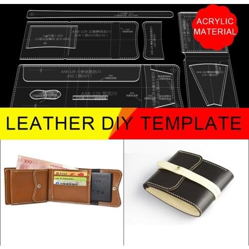 Leather Acrylic Handmade Leather Tool Pattern Drawing DIY Tri-fold Short Wallet Acrylic Pattern Design