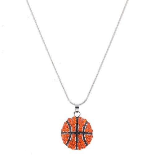 Lureme Fashion Crystal Rhinestone Ball pendant Necklaces for Women Girl Basketball Baseball Sports Jewelry 3 Colors (nl005477)
