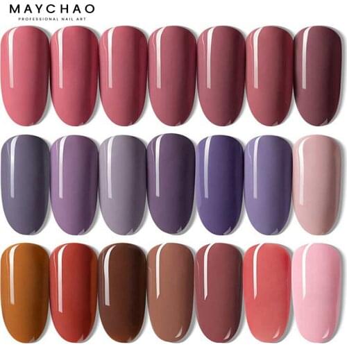 MAYCHAO 7.3ml Warm Soft Pink Nail Gel Wedding UV Gel Nail Polish Lacquer Top Coat Set Toenail Soak Off UV Gel Art Nail Varnish