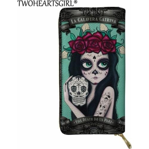 Fashion Women PU Purse Gothic Skull Girl 3D Print Wallet for Lady Casual Card Holder Cases Waterproof Pouch Clutch Money Bags