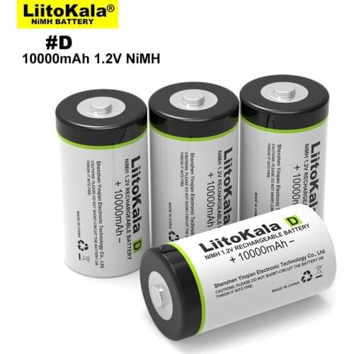 1-8PCS LiitoKala D Size Battery 10000mAh Huge Capacity Ni-MH Rechargeable D Batteries for Gas stoves/Water heater