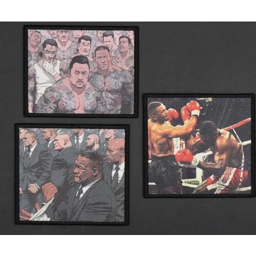 Boxing King Tyson Patch Print and Embroidery Border for Clothes Hat Decoration Hook&Loop Backing