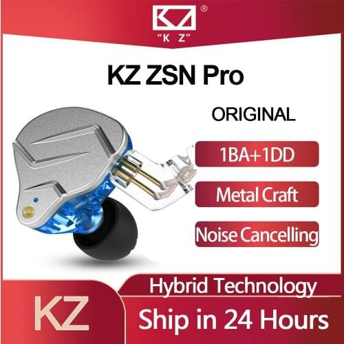 Original KZ ZSN Pro Earphone Hybrid Technology 1DD+1BA Metal Craft In-Ear Earbuds HIFI Bass Noise Cancelling Sport Headset