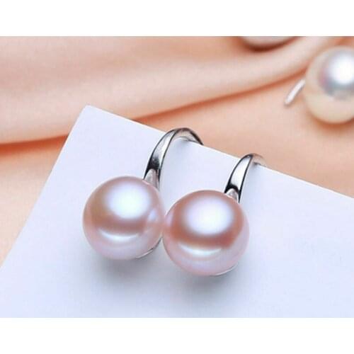 Huge 10-11mm Natural Purple Akoya Pearl Silver Hook Earrings