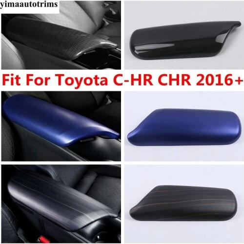 Wood Grain / Carbon Fiber / Blue Car Interior Inner Armrest Box Decor Cover Kit Trim Accessories For Toyota C-HR CHR 2016 - 2021