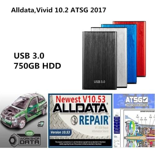 2021 hot Auto repair software alldata software 10.53 vivid 10.2 atsg Car wiring Diagrams with 3.0USB 750gb HDD free shipping