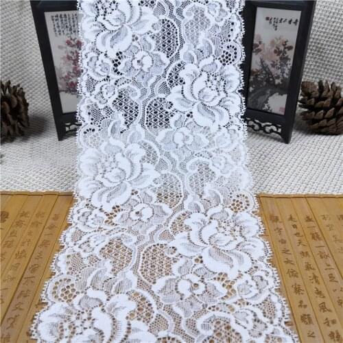 RR1036 13.5cm lace knitted spandex nylon 3d flower lace trim for lingerie