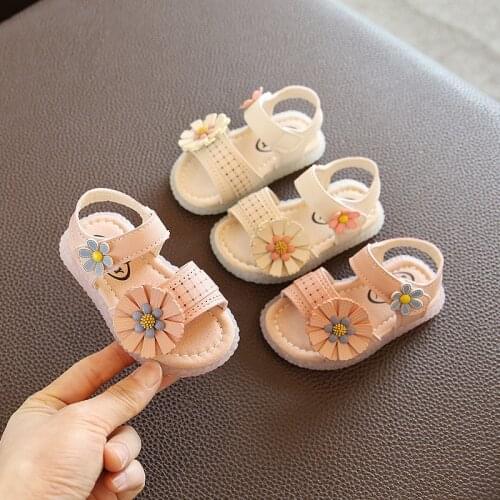 Toddler Girl Sandals Summer Princess Sandals Infant Girls Soft-Soled Shoes With Daisies