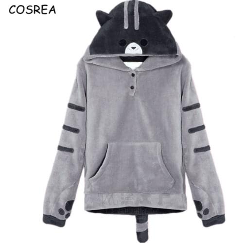 Maneki Neko Lucky Cat Hoodies Sweatershirts Winter Coat Jacket Woman Cute Cat Thicken Flannel Hoodies for Girls Cosplay Costume