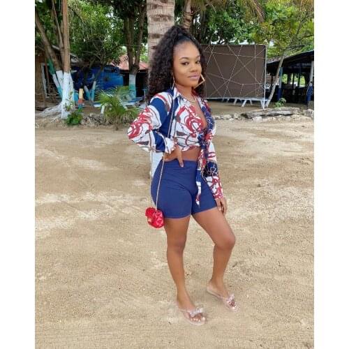 Ueteey New Two-piece Trendy Print V-Neck Two-piece Dress Set