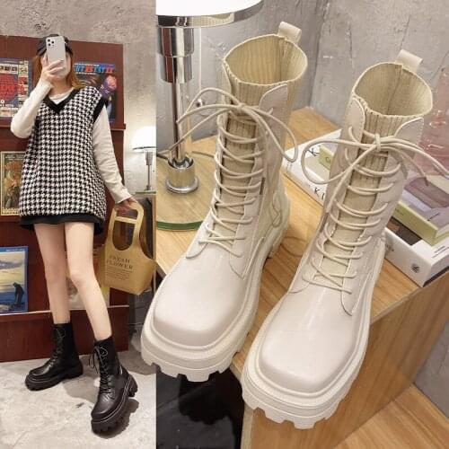 High Quality Outdoor Hiking Shoes Military Combat Boots Round Toe Cross Tied Platform Basic Casual Booties Handsome Motor Botas