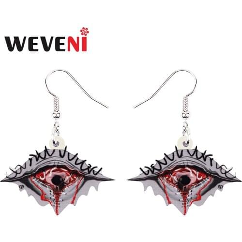 WEVENI Halloween Acrylic Horror Red Blooding Worm Eyeball Earrings Fashion Big Drop Dangle Charms Gifts Jewelry For Women Girls