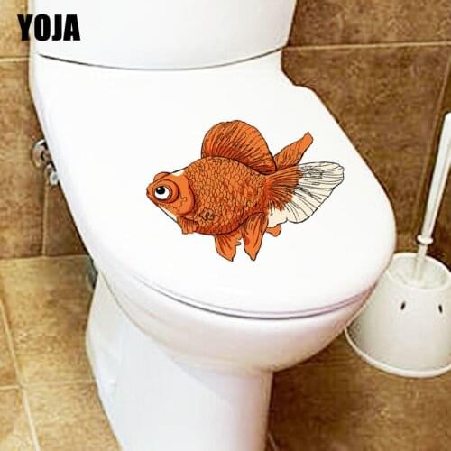 YOJA 25*18.1CM Cute Goldfish Living Room Home Decor Toilet Decal Wall Sticker T3-1022