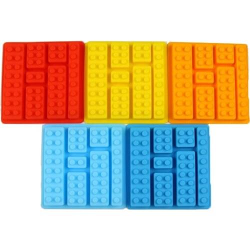 Funny 1PCS Different Shaped Silicone Cake Mold Robot Candy Chocolate Block Ice Cube Tray Building Bricks Jelly Cake Mould