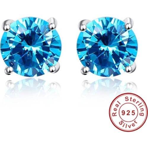 Wedding Fine Jewelry Earrings Silver 925 Stamped Heart of Ocean Mystic Topaz Light Blue Stud Earrings Sterling Silver Women Gift