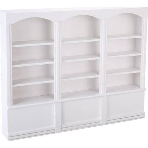 1pcs 22.9 x 2.7 x 17.7cm Miniature Furniture Wood White Cabinet Bookcase For 1/12 Dollhouse Accessories