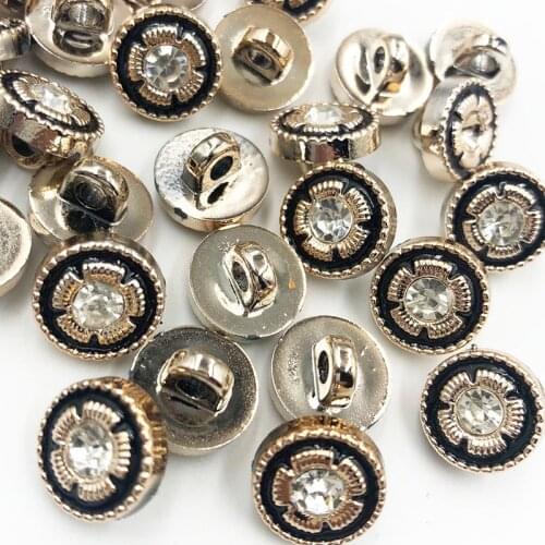 30/50/150PCS 13MM Gold New Plating Buttons With Rhinestones Shank DIY Apparel Sewing Accessories Shirt PT320