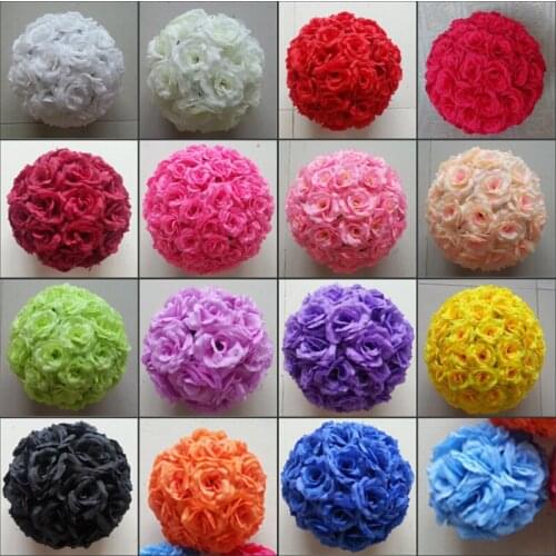 6" 15 CM Artificial Rose Silk Flower Ball Hanging Kissing Balls For Christmas Wedding Party Decoration 16 Color New Arrival