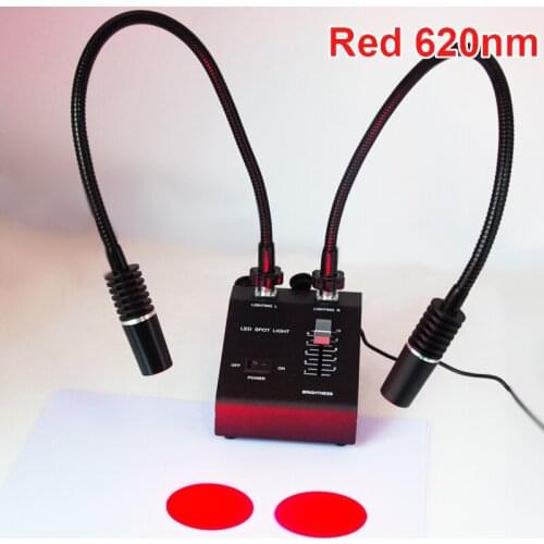 6W RED Dual LED Gooseneck Light Illuminator Lamp Source For Industry Stereo Microscope Lens Camera Magnifier 110V-240V Adapter
