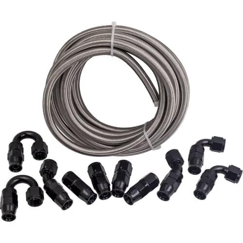 -8AN AN8 Stainless Nylon Braided Oil/fuel/gas Line Hose End kit 20ft Fitting