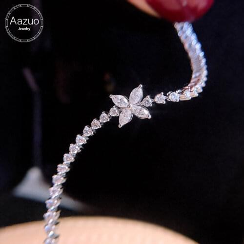 Aazuo Real 18K White Gold Real Diamonds 1.95ct Luxury Horse Eye Bracelet For Woman Upscale Trendy Wedding Engagement Party Au750