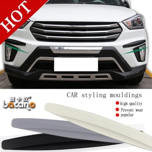Bacano 2pcs/set Car Bumper Protector Guard Corner Strip Sticker Carbon Fiber Auto Body Protector Car-Styling Black Car Accessori