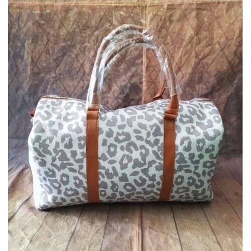 Cheetah Leopard Large Weekend Tote Bag With PU Handle Ladies Portable Overnight Duffle Bag Cow Style Shoulder Handbag For Female