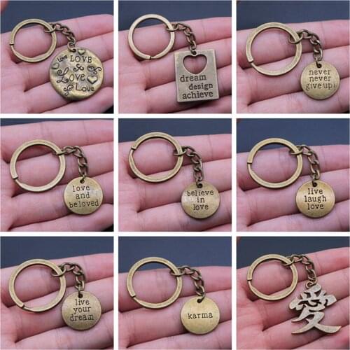 1 Piece Keychain Bronze Plated Tag key chains fashion hot sale cute keychain keyring cute keychain