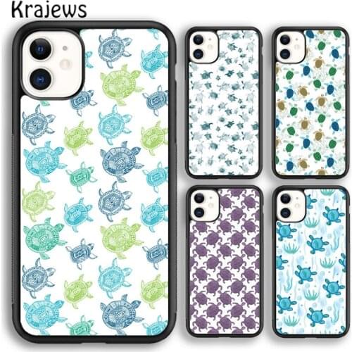 Krajews Watercolour Sea Turtle Pattern Phone Case Cover For iPhone 5s SE 2020 6s 7 8 plus X XS XR 11 12 mini pro max coque Shell