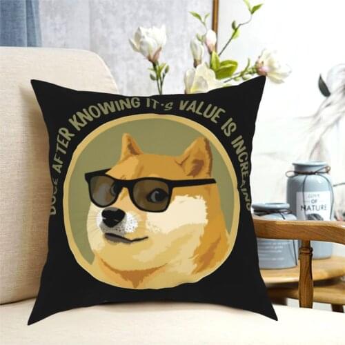 Dogecoin Meme Doge Pillowcase Soft Polyester Cushion Cover Decor Bitcoin Pillow Case Cover Home Zippered 45*45cm