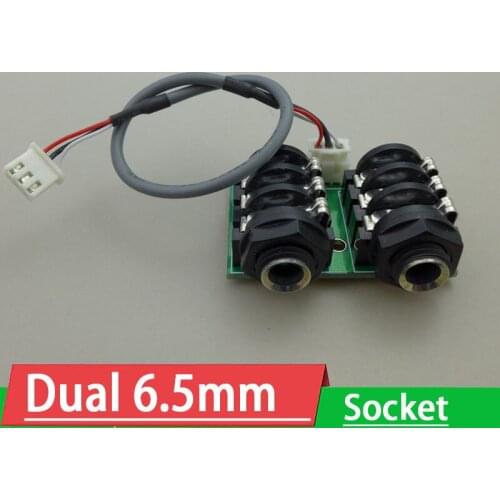 Dual 6.5mm microphone socket Jack MIC Connector , Stereo Audio microphone holder circuit board with shielded wire 3ipn cable
