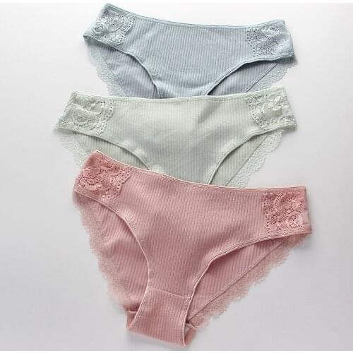 Cotton Underwear Womens Panties Comfort Underpants Floral Lace Briefs For Woman Sexy Low-Rise Pantys Intimates M L XL XXL