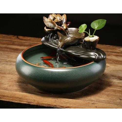 Ceramic circulating water office desktop humidifier furnishing articles Small mini water furnishing articles home decor
