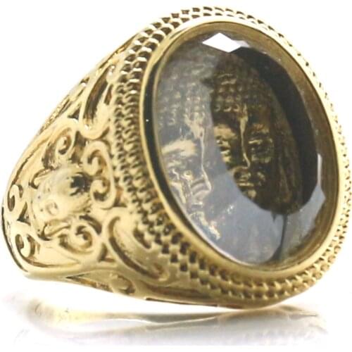 Unisex 316L Stainless Steel Gold-Color Buddha Newest Ring