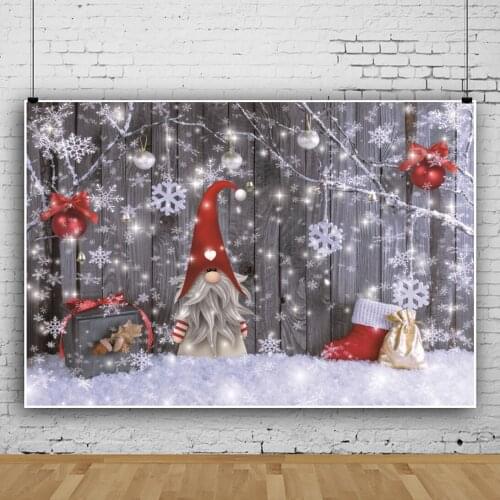 Laeacco Winter Snowflake Christmas Gray Wooden Boards Photo Background Gift Santa Claus Toy Poster Child Photocall Backdrops