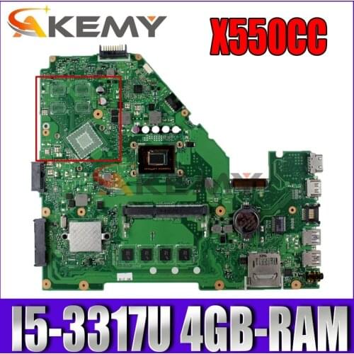 Akemy X550CC Laptop motherboard for ASUS X550CA X550CL R510C Y581C X550C original mainboard 4GB-RAM I5-3317U