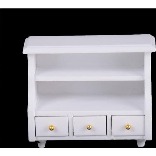 1 12 Scale Furniture Kitchen Bathroom White Cabinet Chest Cupboard Wooden Toys for Bjd for Doll Dollhouse Miniatures
